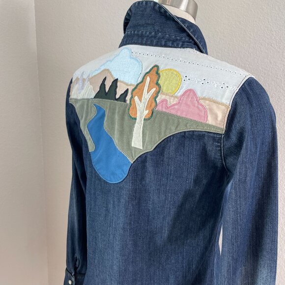 Earl Jean Womens Medium Denim Western Shirt Vintage ASO Lorelai Gilmore Girls - Picture 13 of 13